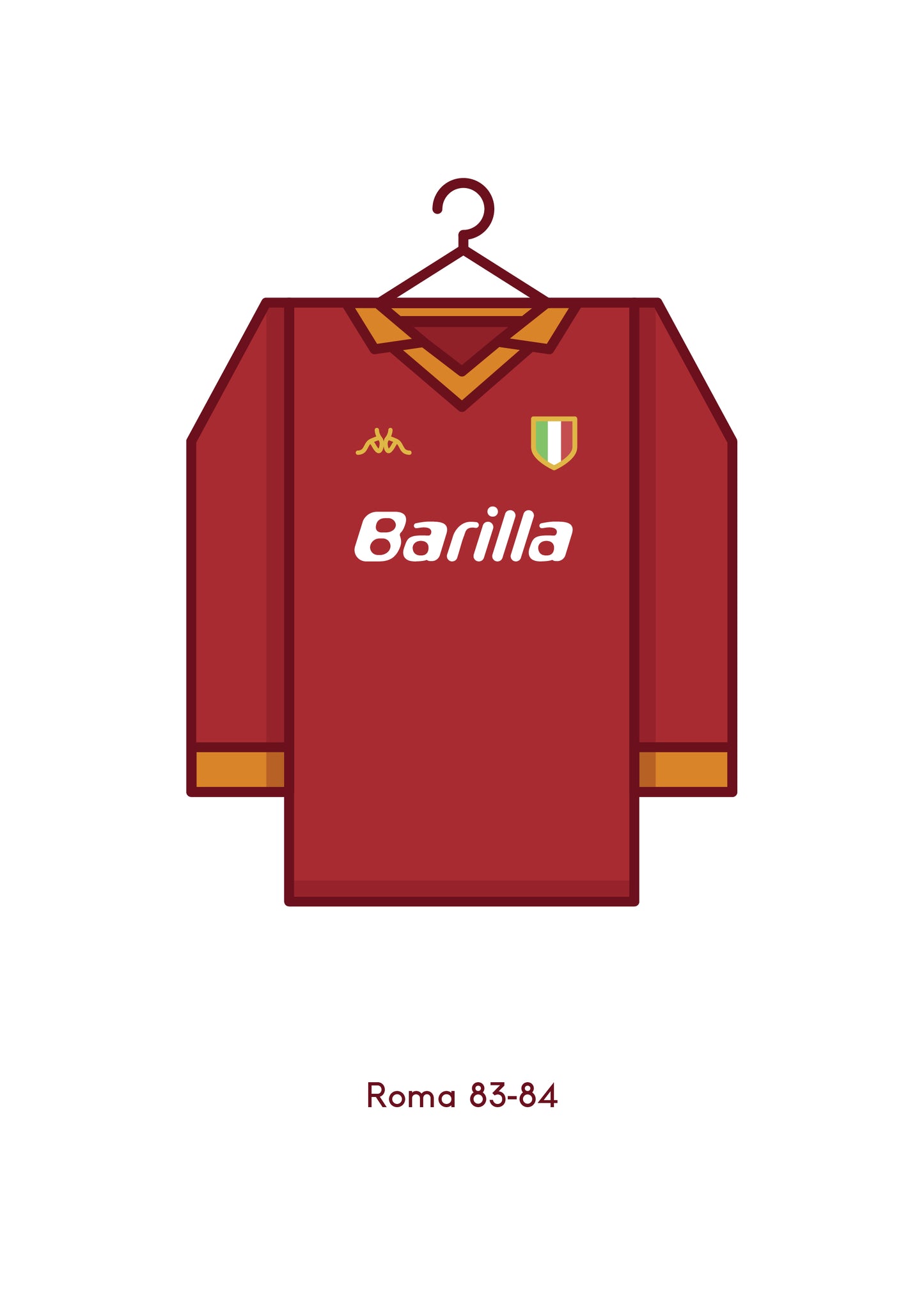 Roma Italy 1983-84 Home Football Kit