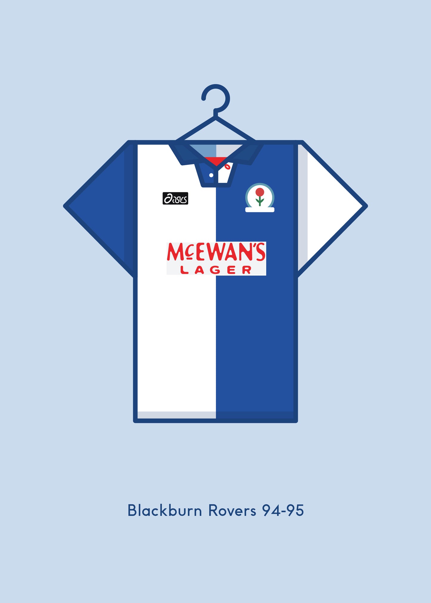 Blackburn Rovers 1994-95 Home Kit Greetings Card