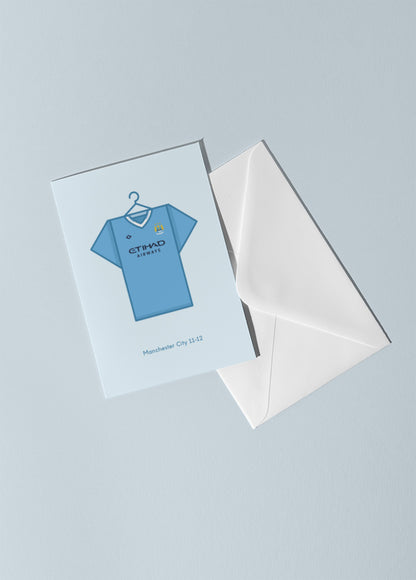 Manchester City 2011 - 12 Home Kit Greetings Card