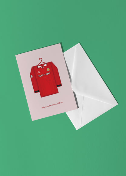 Manchester United 1998-99 Home Kit Greetings Card