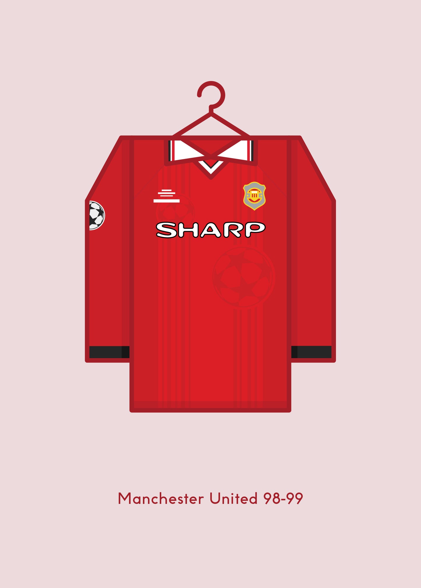 Manchester United 1998-99 Home Kit Greetings Card