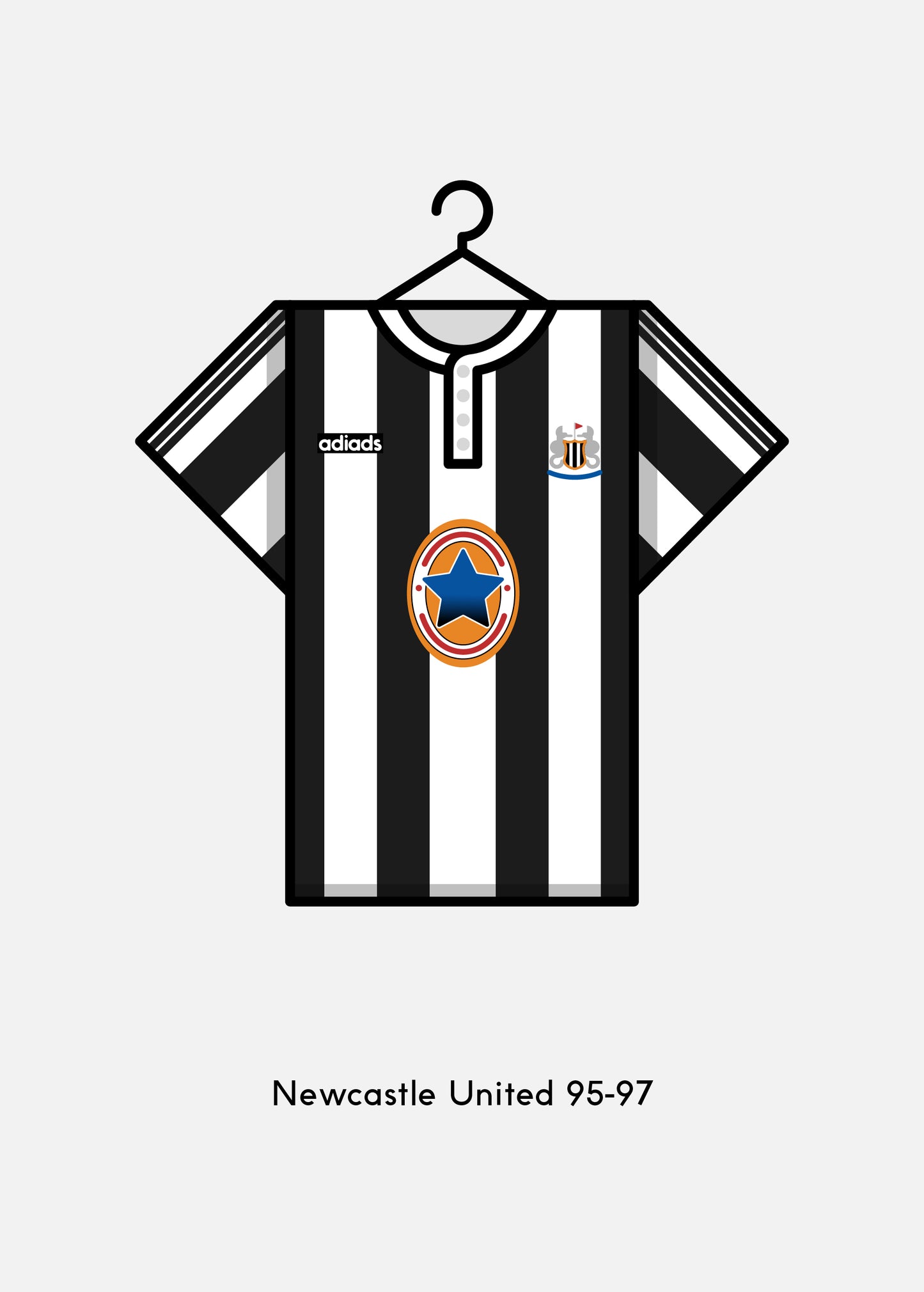 Newcastle United 1995-97 Home Kit Greetings Card