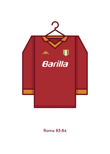 Roma Italy 1983-84 Home Football Kit
