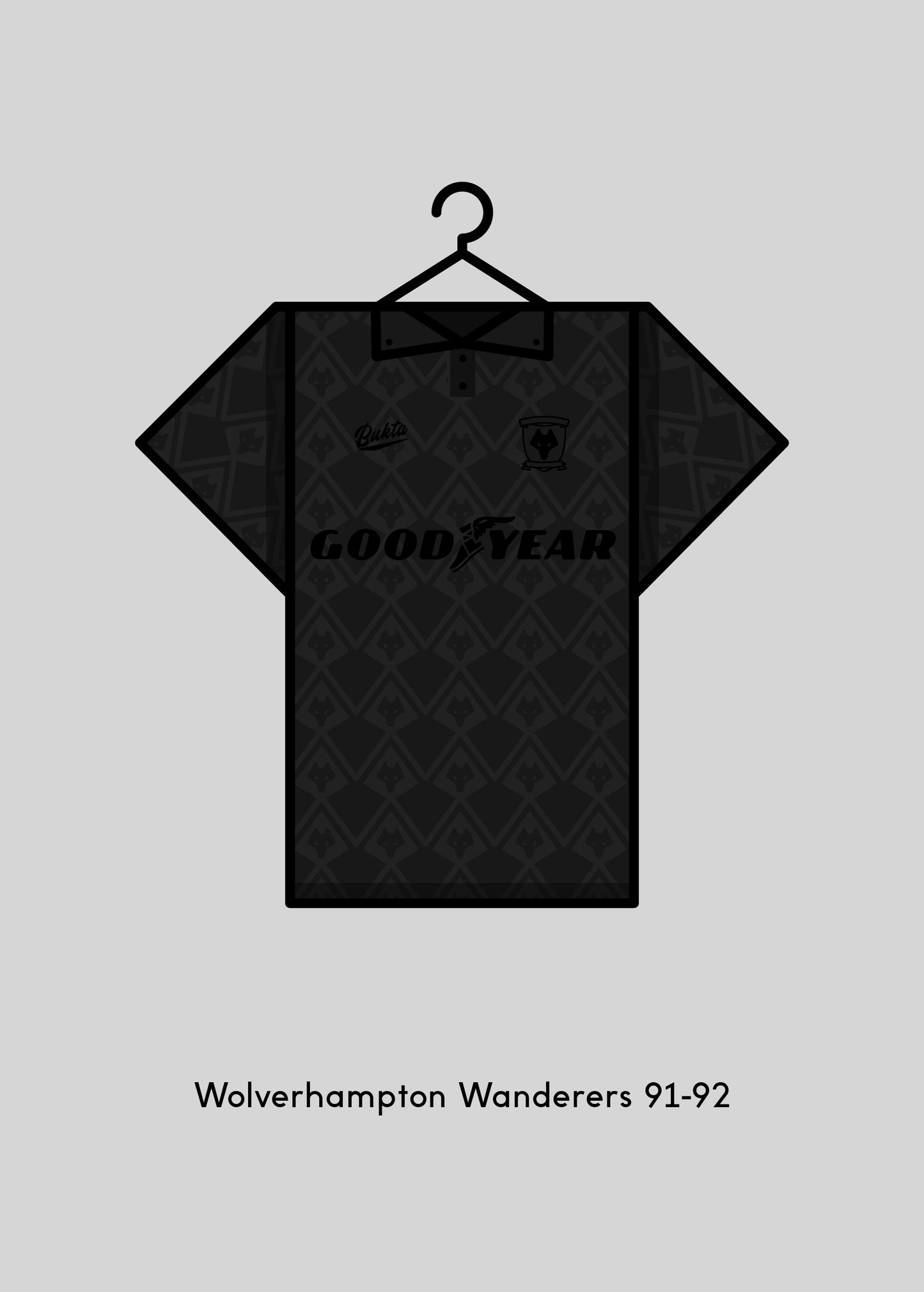 Wolverhampton Wanderers 1991-92 Third (Blackout) Football Kit