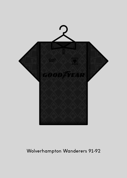 Wolverhampton Wanderers 1991-92 Third (Blackout) Football Kit