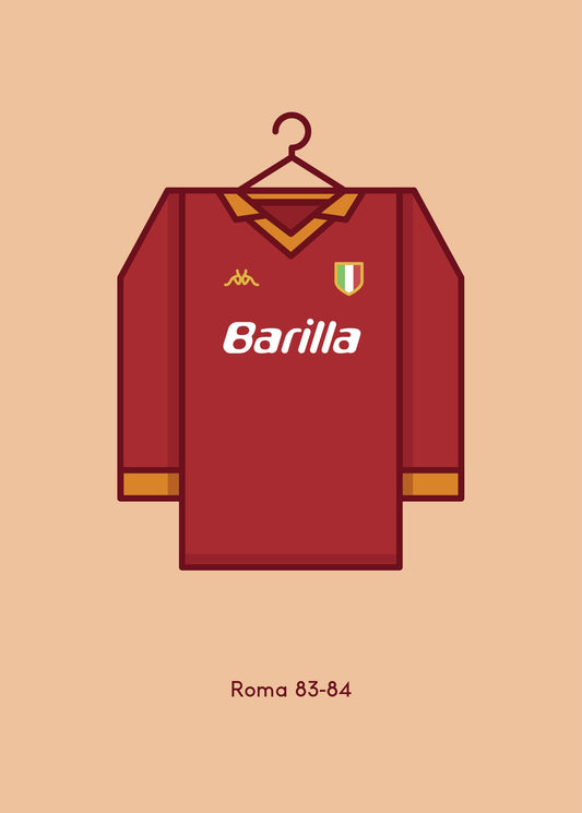 Roma Italy 1983-84 Home Football Kit